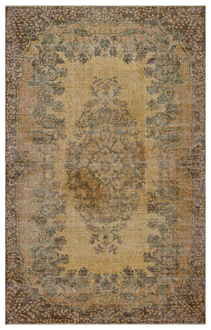 Brown Over Dyed Vintage Rug 5'9'' x 9'1'' ft 175 x 278 cm