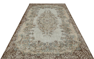 Gray Over Dyed Vintage Rug 5'10'' x 9'1'' ft 177 x 278 cm