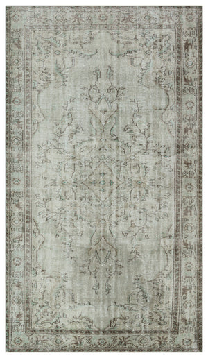 Gray Over Dyed Vintage Rug 5'6'' x 9'11'' ft 168 x 303 cm