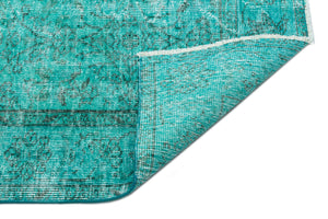 Turquoise  Over Dyed Vintage Rug 5'5'' x 8'8'' ft 165 x 264 cm