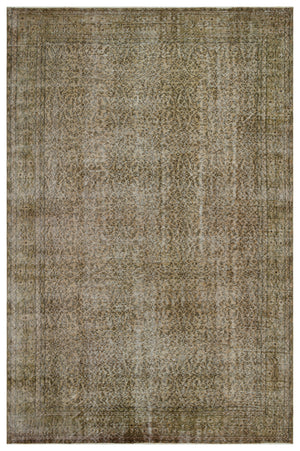 Brown Over Dyed Vintage Rug 6'5'' x 10'0'' ft 196 x 306 cm
