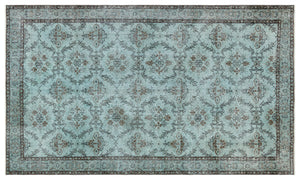 Green Over Dyed Vintage Rug 4'11'' x 8'7'' ft 151 x 262 cm