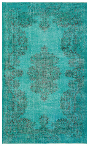 Turquoise Over Dyed Vintage Rug 6'1'' x 9'11'' ft 185 x 301 cm