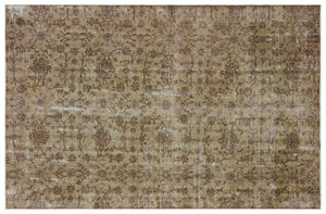 Brown Over Dyed Vintage Rug 6'4'' x 9'3'' ft 193 x 281 cm