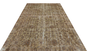 Brown Over Dyed Vintage Rug 6'4'' x 9'3'' ft 193 x 281 cm