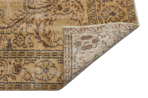 Brown Over Dyed Vintage Rug 5'5'' x 9'6'' ft 166 x 290 cm