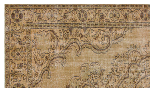 Brown Over Dyed Vintage Rug 5'5'' x 9'6'' ft 166 x 290 cm