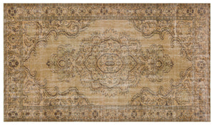 Brown Over Dyed Vintage Rug 5'5'' x 9'6'' ft 166 x 290 cm