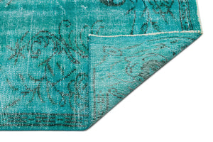 Turquoise Over Dyed Vintage Rug 5'12'' x 8'9'' ft 182 x 267 cm