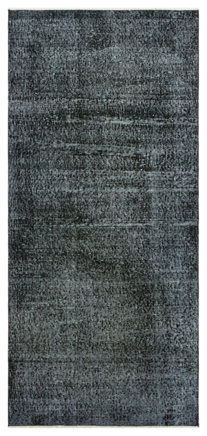 Black Over Dyed Vintage Rug 2'10'' x 6'2'' ft 87 x 188 cm