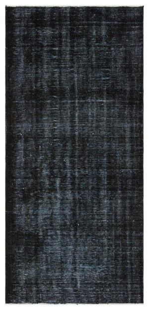 Black Over Dyed Vintage Rug 3'3'' x 6'7'' ft 100 x 200 cm