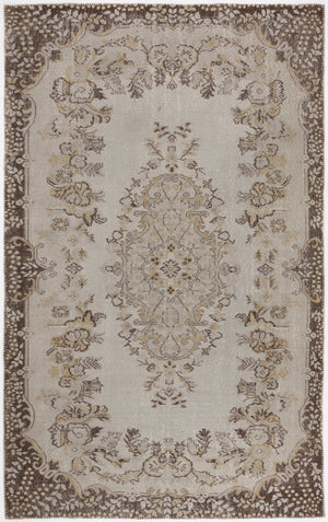 Beige Over Dyed Vintage Rug 6'1'' x 9'8'' ft 185 x 295 cm