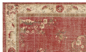 Traditional Design Floral Over Dyed Floral Vintage Rug 6'7'' x 10'4'' ft 201 x 315 cm