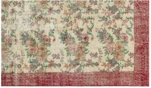 Retro Design Floral Over Dyed Vintage Rug 5'5'' x 9'1'' ft 166 x 278 cm