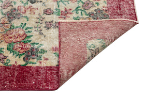 Retro Design Floral Over Dyed Vintage Rug 5'5'' x 9'1'' ft 166 x 278 cm