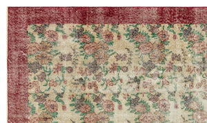 Retro Design Floral Over Dyed Vintage Rug 5'5'' x 9'1'' ft 166 x 278 cm