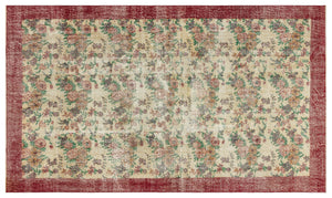 Retro Design Floral Over Dyed Vintage Rug 5'5'' x 9'1'' ft 166 x 278 cm