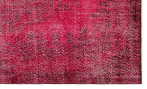 Red Over Dyed Vintage Rug 5'6'' x 9'2'' ft 168 x 280 cm