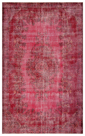Red Over Dyed Vintage Rug 5'12'' x 9'7'' ft 182 x 291 cm