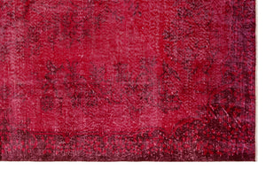 Red Over Dyed Vintage Rug 5'11'' x 9'3'' ft 181 x 283 cm