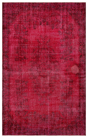 Red Over Dyed Vintage Rug 5'11'' x 9'3'' ft 181 x 283 cm