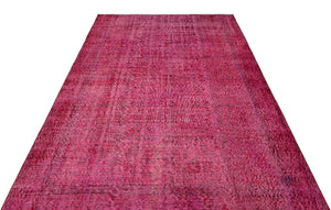 Fuchsia Over Dyed Vintage Rug 5'6'' x 8'7'' ft 168 x 261 cm