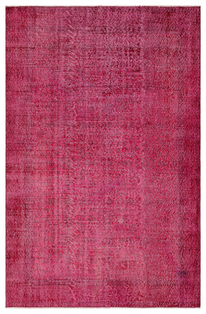 Fuchsia Over Dyed Vintage Rug 5'6'' x 8'7'' ft 168 x 261 cm