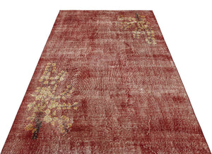 Retro Design Floral Over Dyed Vintage Rug 4'11'' x 8'4'' ft 151 x 255 cm
