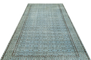Retro Design Light Cyan Over Dyed Vintage Rug 5'7'' x 9'1'' ft 170 x 276 cm