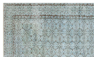 Retro Design Light Cyan Over Dyed Vintage Rug 5'7'' x 9'1'' ft 170 x 276 cm