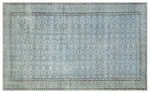 Retro Design Light Cyan Over Dyed Vintage Rug 5'7'' x 9'1'' ft 170 x 276 cm