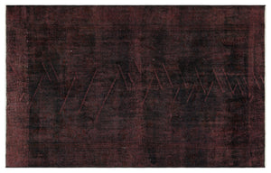 Dark Brown Over Dyed Vintage Rug 4'9'' x 7'7'' ft 146 x 232 cm