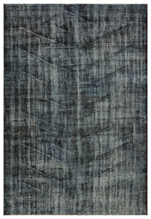 Black Over Dyed Vintage Rug 6'1'' x 9'1'' ft 186 x 278 cm