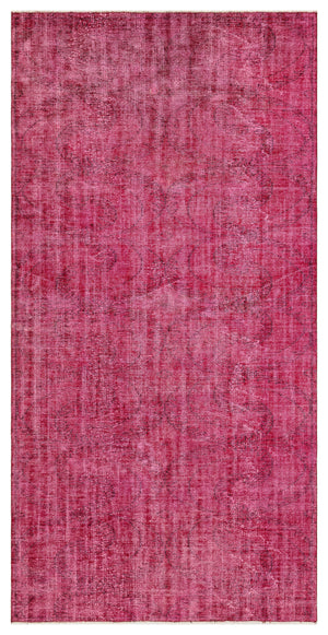 Red Over Dyed Vintage Rug 4'5'' x 8'8'' ft 134 x 263 cm