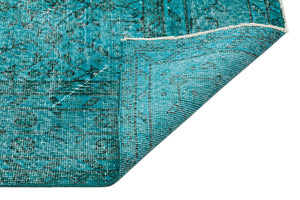Turquoise  Over Dyed Vintage Rug 5'8'' x 8'10'' ft 173 x 270 cm