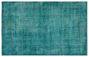 Turquoise  Over Dyed Vintage Rug 5'8'' x 8'10'' ft 173 x 270 cm