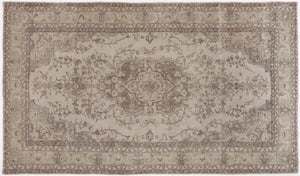 Beige Over Dyed Vintage Rug 5'6'' x 9'6'' ft 167 x 290 cm