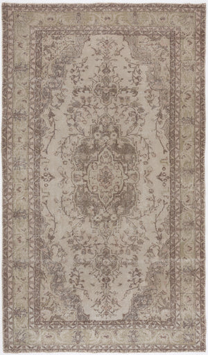 Beige Over Dyed Vintage Rug 5'6'' x 9'6'' ft 167 x 290 cm