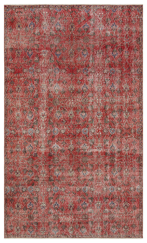 Red Over Dyed Vintage Rug 5'0'' x 8'5'' ft 153 x 256 cm