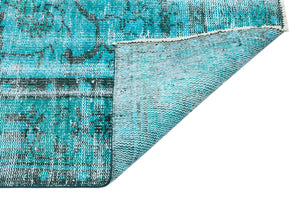 Turquoise Over Dyed Vintage Rug 5'9'' x 9'3'' ft 176 x 281 cm