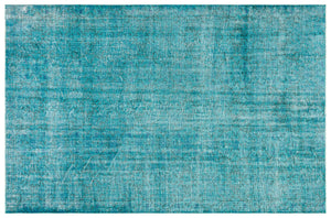 Turquoise Over Dyed Vintage Rug 6'8'' x 10'2'' ft 204 x 310 cm