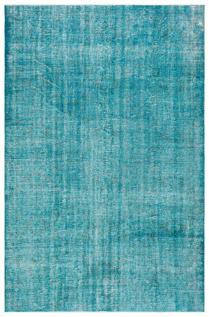Turquoise Over Dyed Vintage Rug 6'8'' x 10'2'' ft 204 x 310 cm