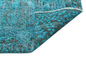 Turquoise Over Dyed Vintage Rug 5'4'' x 8'7'' ft 163 x 262 cm