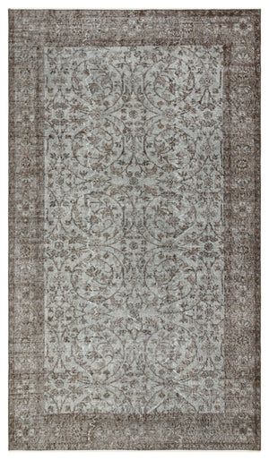 Gray Over Dyed Vintage Rug 4'8'' x 8'1'' ft 142 x 247 cm