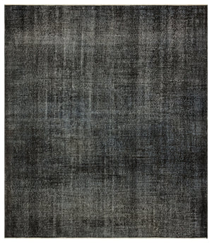 Black Over Dyed Vintage Rug 7'1'' x 8'1'' ft 215 x 246 cm