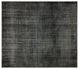 Black Over Dyed Vintage Rug 7'1'' x 8'1'' ft 215 x 246 cm