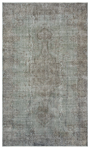 Gray Over Dyed Vintage Rug 5'8'' x 9'7'' ft 172 x 291 cm