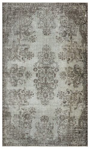 Gray Over Dyed Vintage Rug 5'9'' x 9'4'' ft 174 x 285 cm