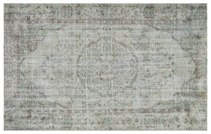 Gray Over Dyed Vintage Rug 5'7'' x 9'1'' ft 171 x 276 cm