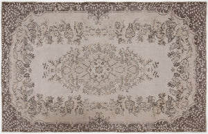 Beige Over Dyed Vintage Rug 5'8'' x 8'10'' ft 172 x 270 cm